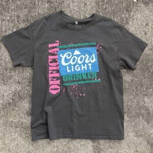 Junk Food Clothing Gray Graphic Tee with Pink and Blue Accents